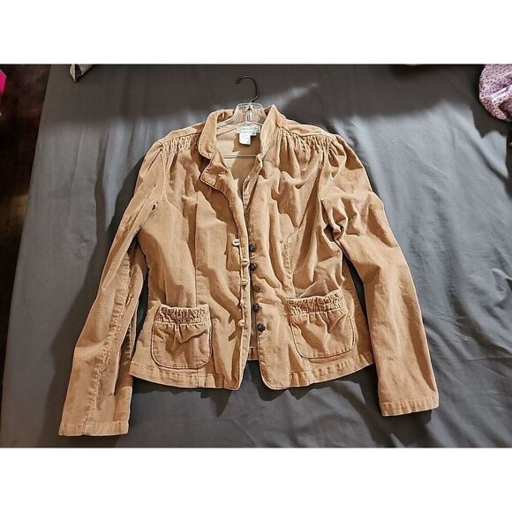 Womens LAL Live A Little Jacket/Blazer Collar Beige Long Sleeve Buttons Sz Large